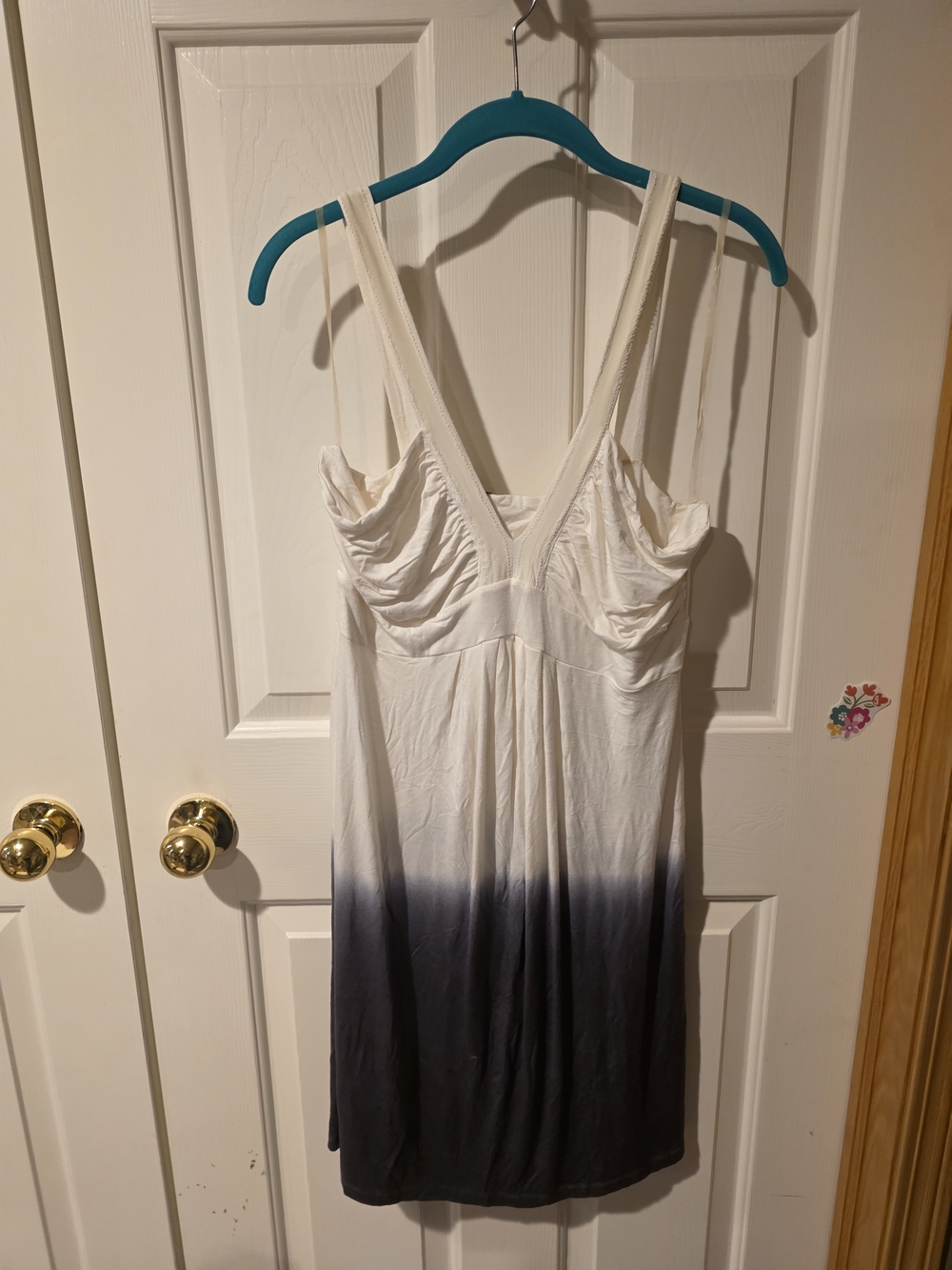 White to Charcoal Ombre V-Neck Sleeveless Dress